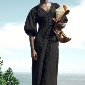 ISO H&M button-front puff sleeve dress Size M